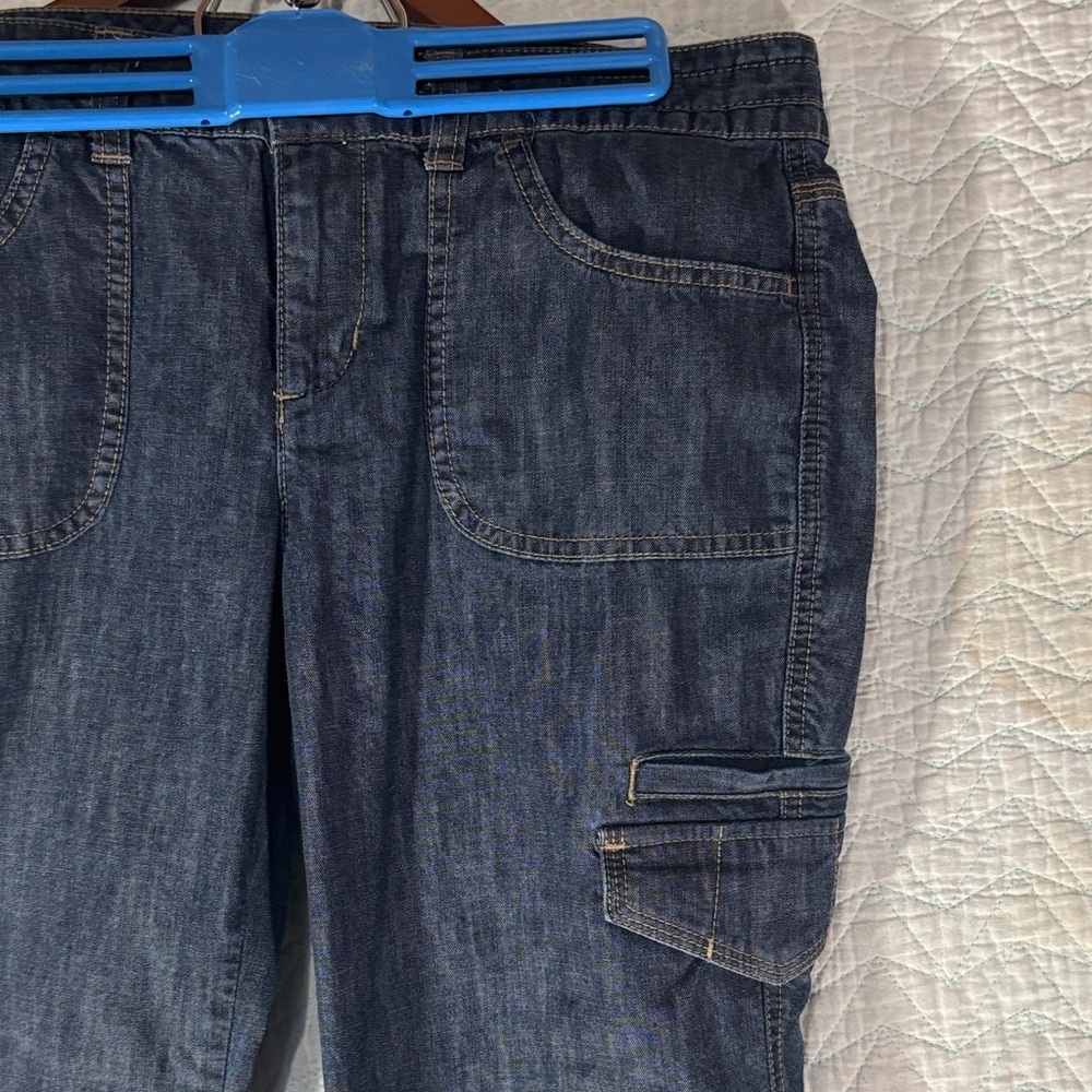 Tommy Hilfiger Indigo Wide Leg Jeans Cargo Pockets - Picture 4 of 11